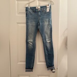 Blue Distressed Jeans with Graphic Details